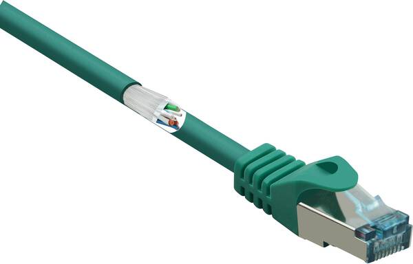 Renkforce RF-5056420 RJ45 Netzwerkkabel, Patchkabel CAT 6a S/FTP 1.00 m Grün mit Rastnasenschutz, Flammwidrig 1 St.