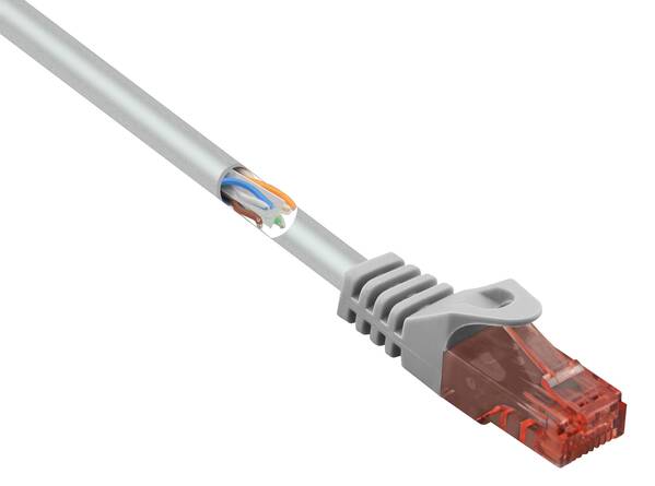 Renkforce RF-5047520 RJ45 Netzwerkkabel, Patchkabel CAT 6 U/UTP 2.00 m Grau mit Rastnasenschutz, Halogenfrei 1 St.