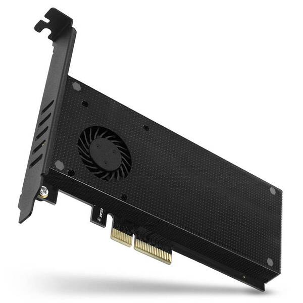 AXAGON PCEM2-DC 2 Port M.2 Controller PCIe x4 Passend für (SSD): 2230, 2242, 2260, 2280, 22110 Aktive Kühlung, inkl. Low