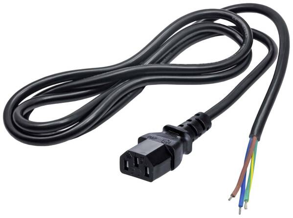 Akyga Strom Anschlusskabel [1x offene Kabelenden - 1x Kaltgeräte-Buchse C13] 1.50 m Schwarz