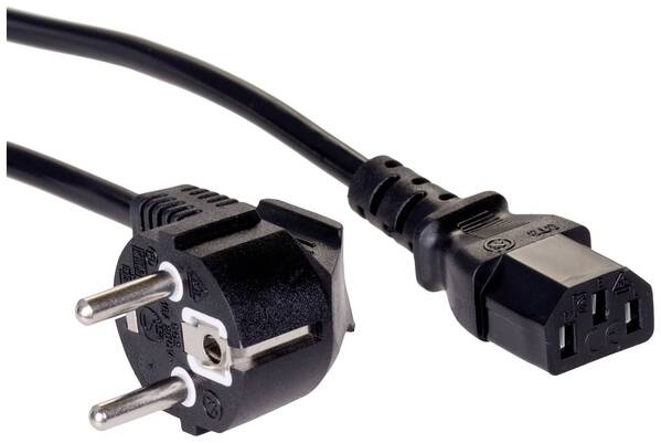 Akyga Strom Adapterkabel [1x Schutzkontakt-Stecker - 1x Kaltgeräte-Buchse C13] 3.00 m Schwarz