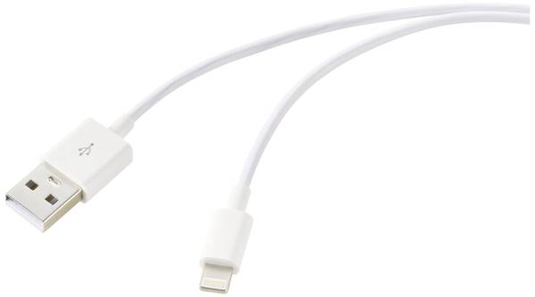 Renkforce USB-Kabel USB 2.0 USB-A Stecker, Apple Lightning Stecker 2.00 m Weiß (frosted) RF-5724086