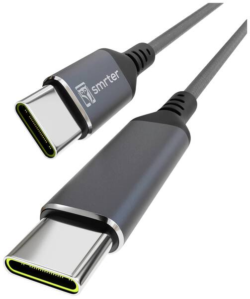 Smrter USB-C® Kabel USB 2.0 USB-C® Stecker, USB-C® Stecker 1.00 m Anthrazit mit OTG-Funktion, Rund, Stoff-Ummantelung SM