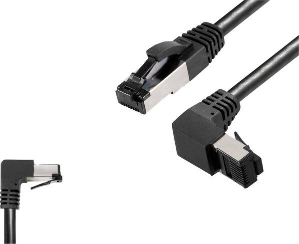 BKL Electronic 144019 RJ45 Netzwerkkabel, Patchkabel CAT 8.1 S/FTP 2 m Schwarz Halogenfrei 1 St.