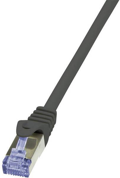 LogiLink CQ3033S RJ45 Netzwerkkabel, Patchkabel CAT 6a S/FTP 1.00 m Schwarz Flammwidrig, mit Rastnasenschutz 1 St.