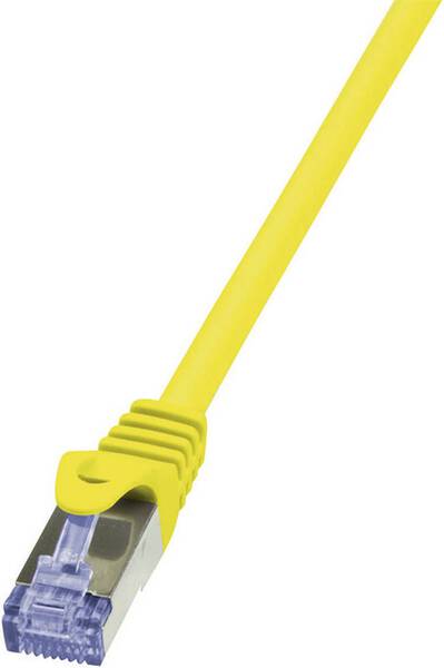 LogiLink CQ3027S RJ45 Netzwerkkabel, Patchkabel CAT 6a S/FTP 0.50 m Gelb Flammwidrig, mit Rastnasenschutz 1 St.