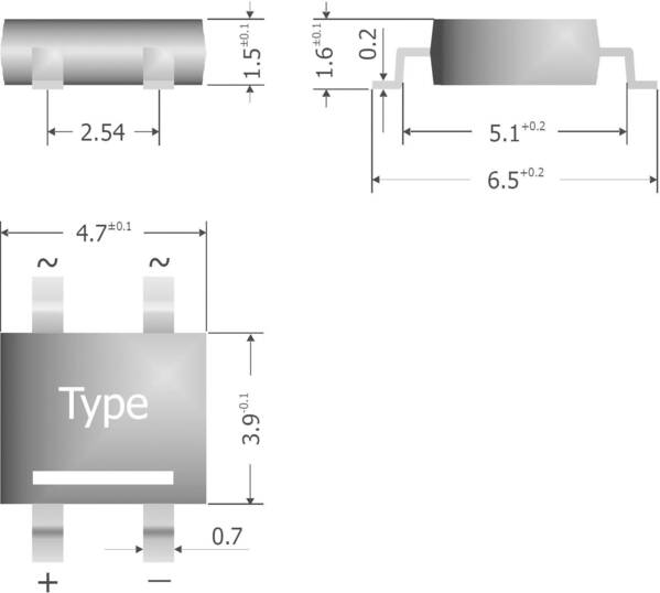 Diotec S250-SLIM Brückengleichrichter TO-269AA 600 V 0.8 A Einphasig
