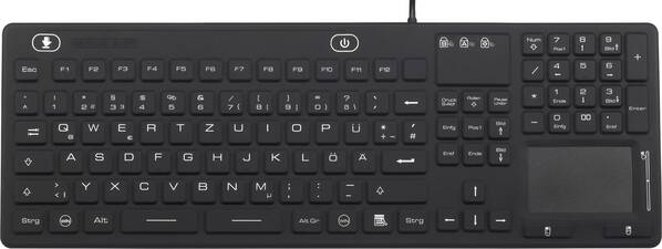 iM-IKB110-BK Tastatur Renkforce Schwarz Spritzwassergeschützt, Staubgeschützt, Touch-Oberfläche