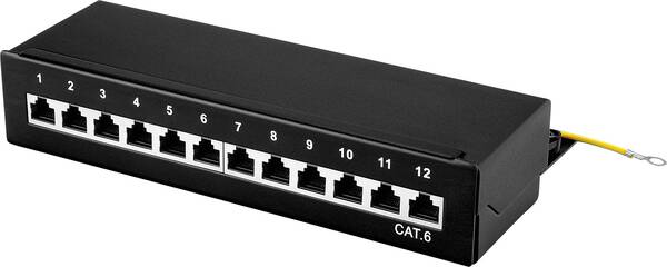 Renkforce 12 Port Netzwerk-Patchbox CAT 6 1 HE Bestückt