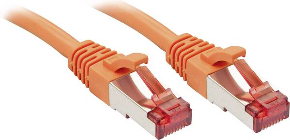 LINDY 47806 RJ45 Netzwerkkabel, Patchkabel CAT 6 S/FTP 0.50 m Orange mit Rastnasenschutz 1 St.