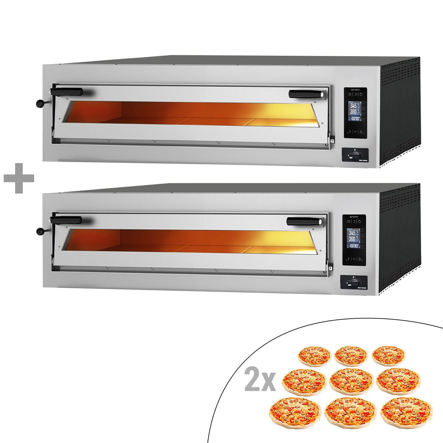 (2 Stück) Elektro Pizzaofen - 9+9x 35cm (Breit) - Digital