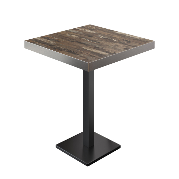 BM | Bistro Stehtisch | 80 x 80 x 110 cm | Quadratisch | Edelstahl Rand | Vintage Old / Schwarz