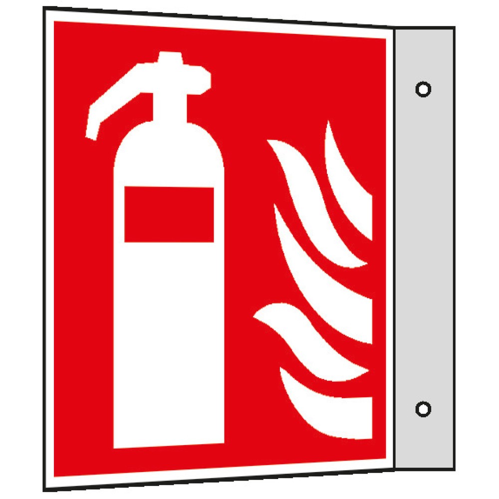 Brandschutzschild – Feuerlöscher mit Flammen, Fahne