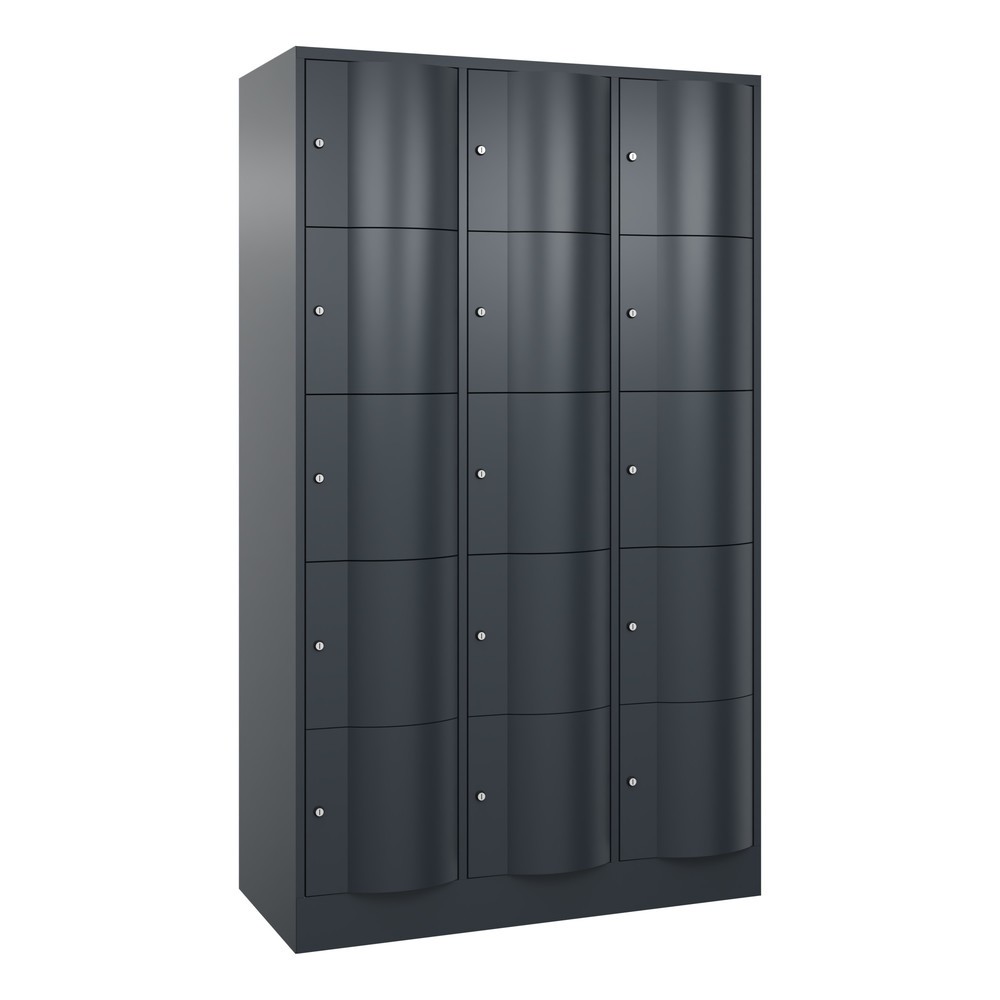 C+P Schließfachschrank mit 'rabaukensicheren' Türen, 3 x 5 Fächer, HxBxT 1.950 x 1.150 x 540 mm