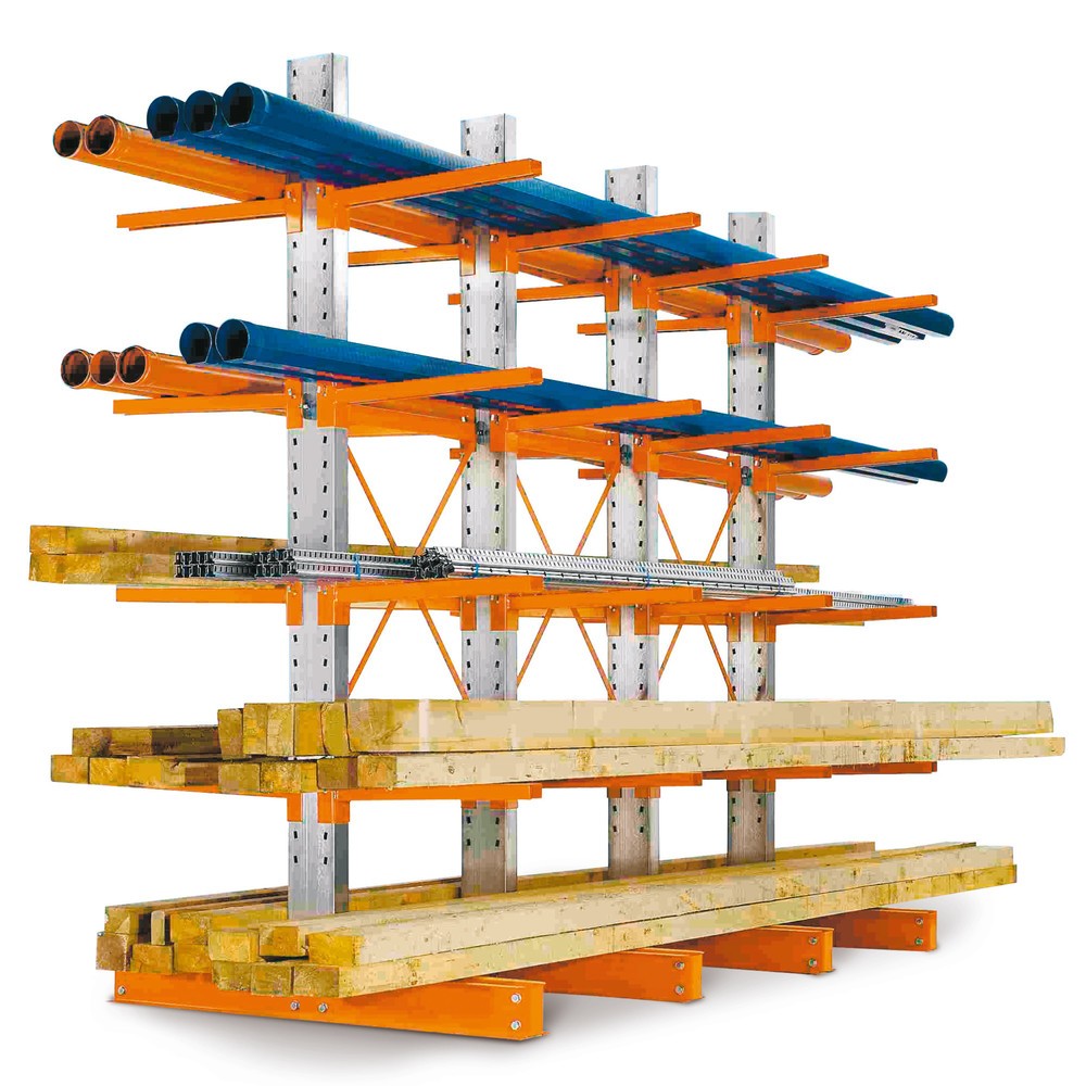 Komplettpaket Kragarmregal, doppelseitig, Tragkraft pro Arm bis 500 kg