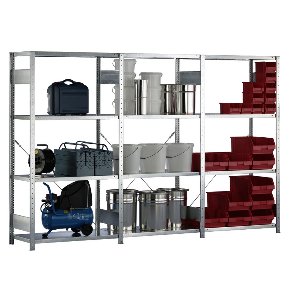 META Komplettpaket Fachbodenregal, Fachlast 150 kg, HxBxT 2.000 x 3.068 x 436 mm