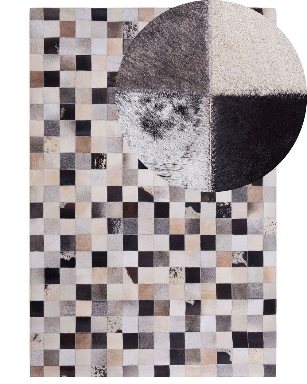 Teppich Kuhfell braun-beige 160 x 230 cm Patchwork RIZE