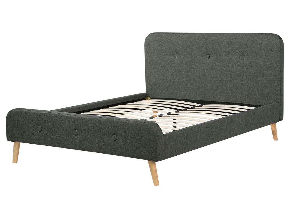 Bett mit Lattenrost Stoff RENNES 160 x 200 cm Dunkelgrau – Bild 3