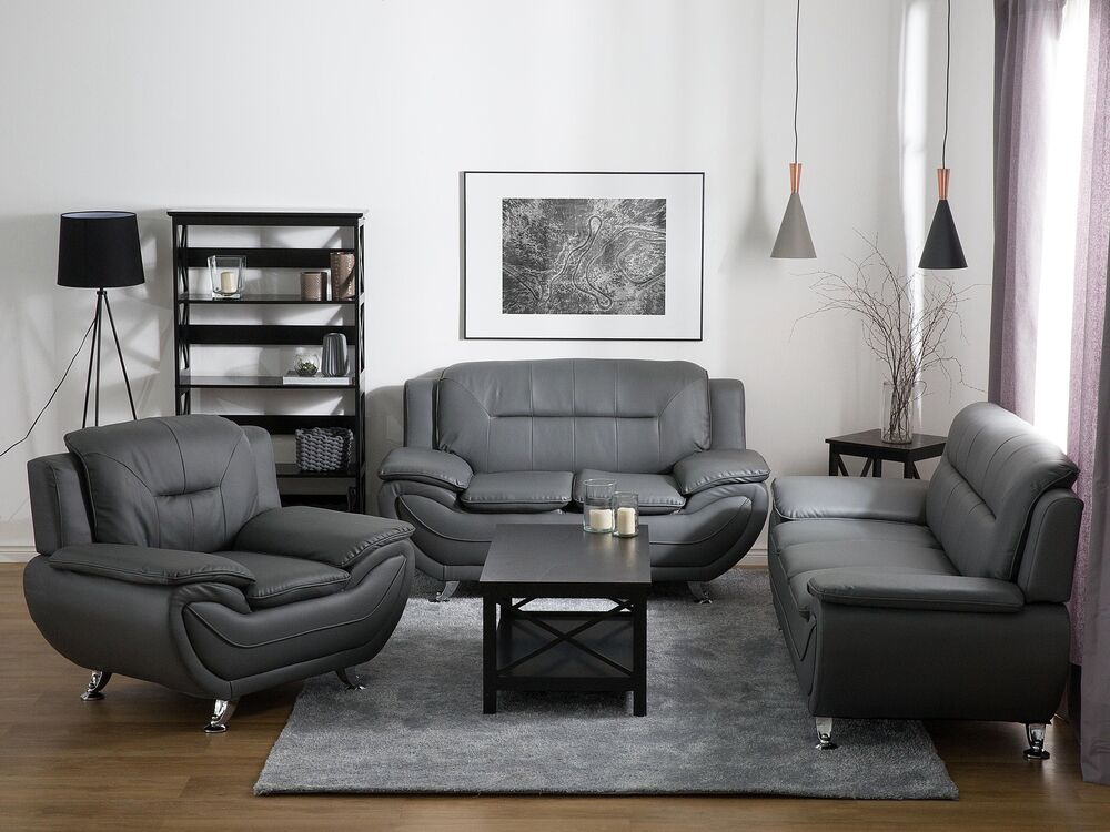 2-Sitzer Sofa Kunstleder grau LEIRA – Bild 2
