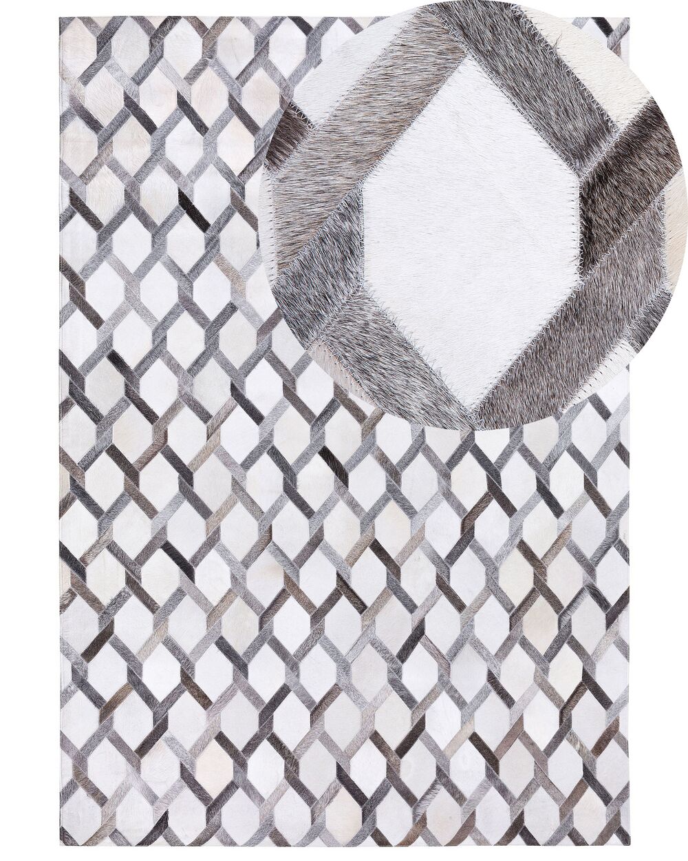 Teppich Kuhfell grau 140 x 200 cm Patchwork AYDIN