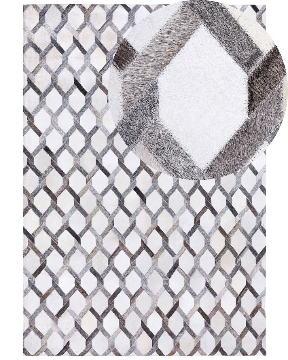 Teppich Kuhfell grau 160 x 230 cm Patchwork AYDIN