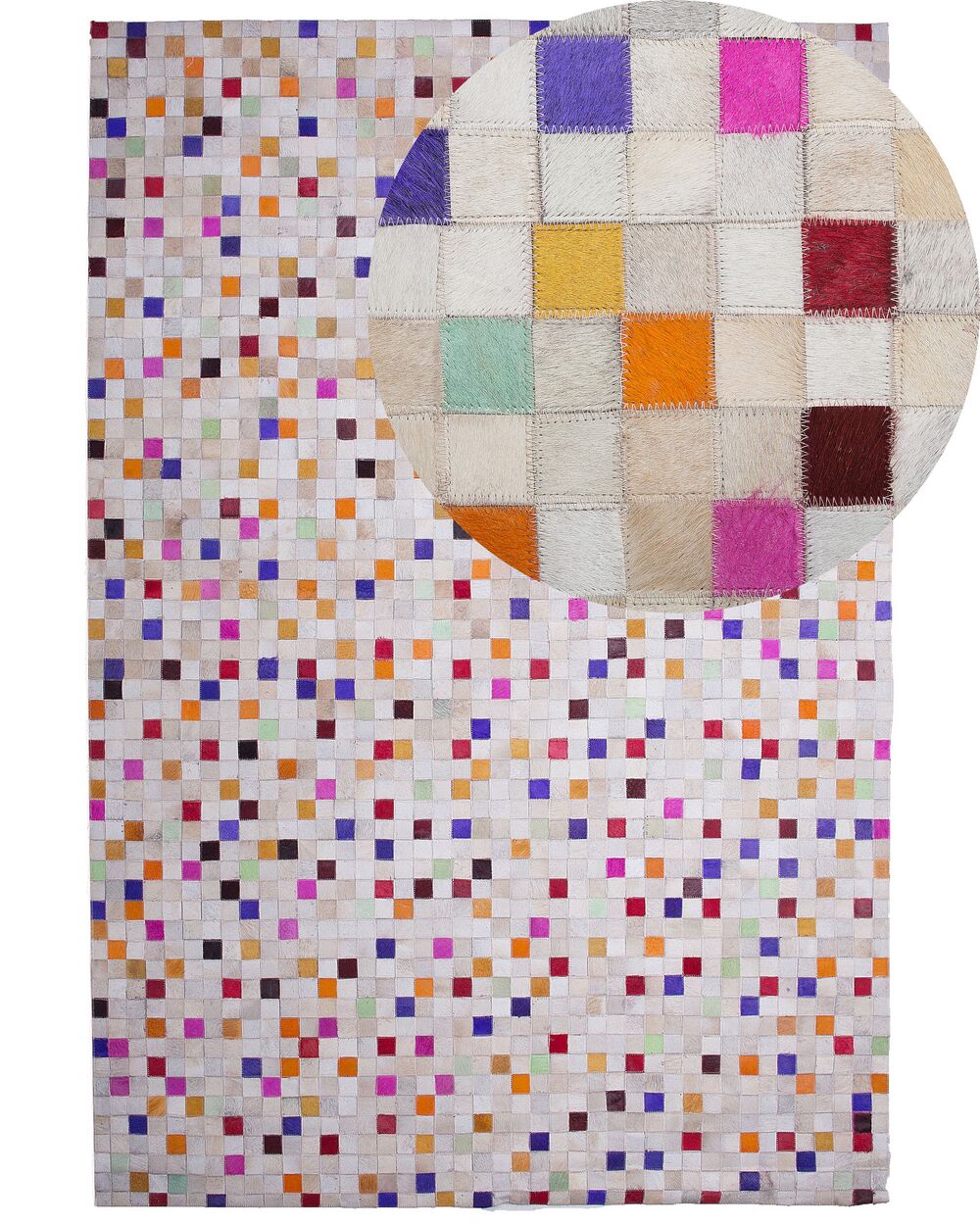 Teppich Kuhfell bunt 140 x 200 cm Patchwork Kurzflor ADVAN