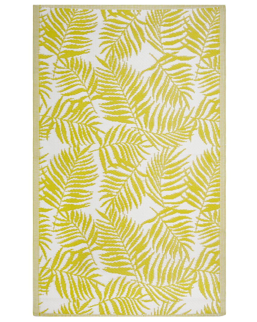 Outdoor Teppich gelb 120 x 180 cm Palmenmuster zweiseitig Kurzflor KOTA