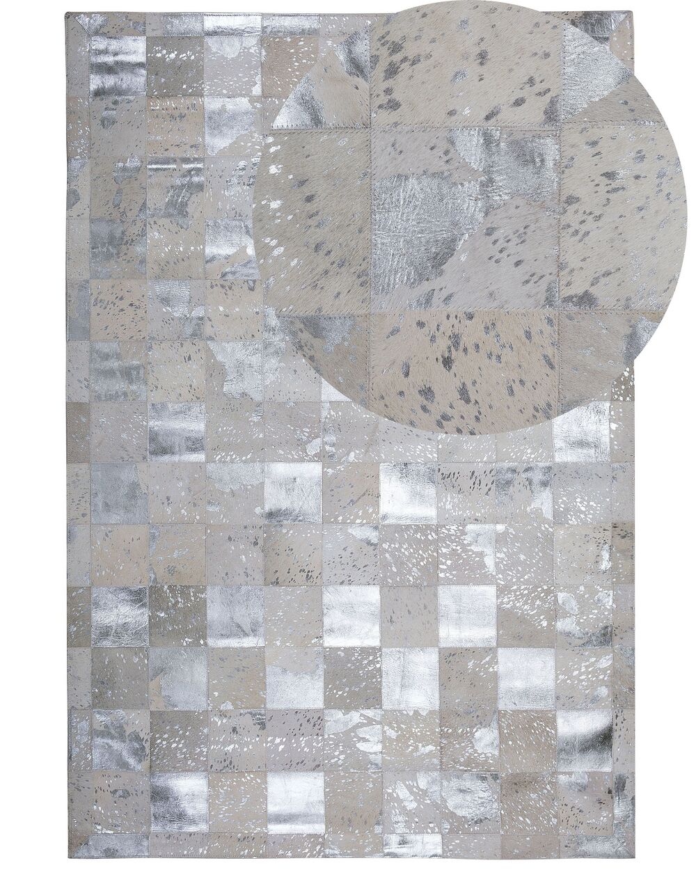 Teppich Kuhfell beige / silber 160 x 230 cm Patchwork Kurzflor YAZIR