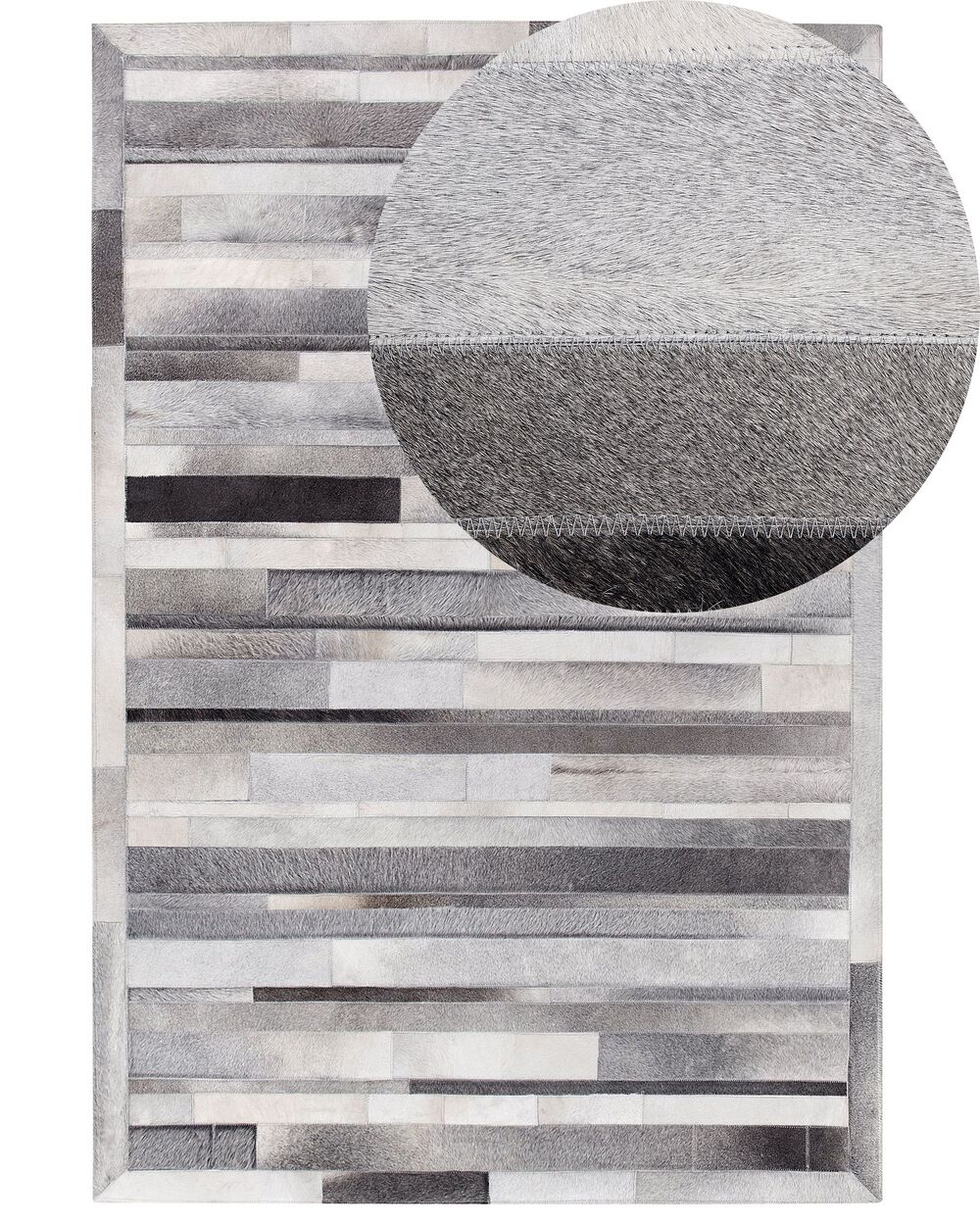 Teppich Kuhfell hellgrau 140 x 200 cm Patchwork Kurzflor AZAY