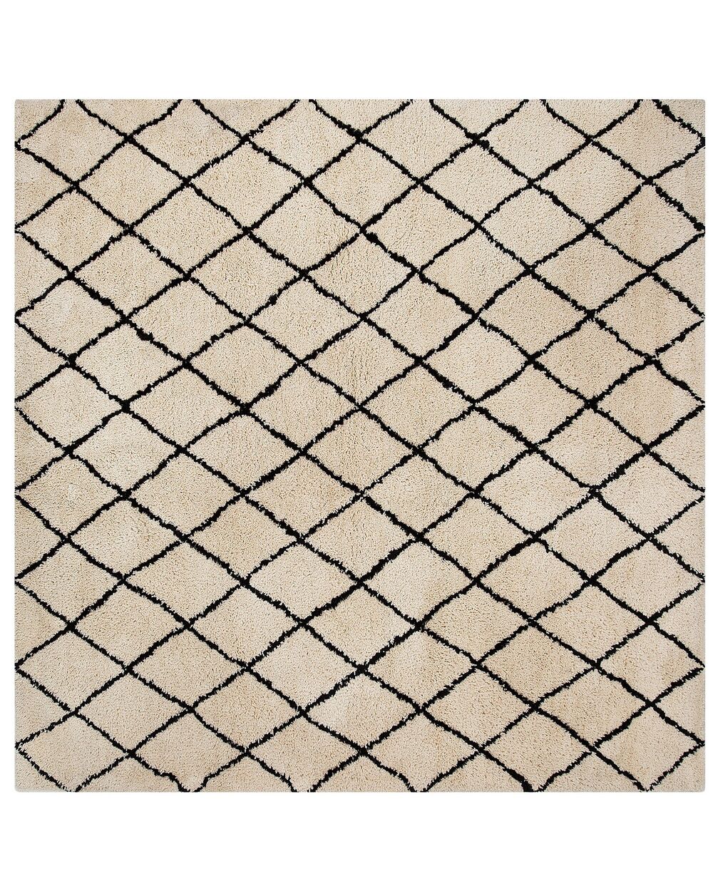 Teppich beige / schwarz 200 x 200 cm geometrisches Muster Kurzflor MIDYAT