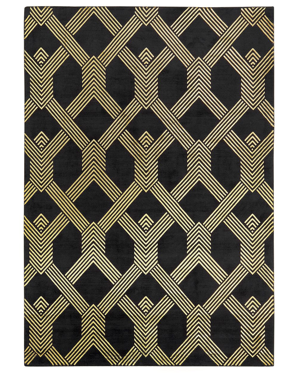 Teppich schwarz / gold 160 x 230 cm geometrisches Muster Kurzflor VEKSE