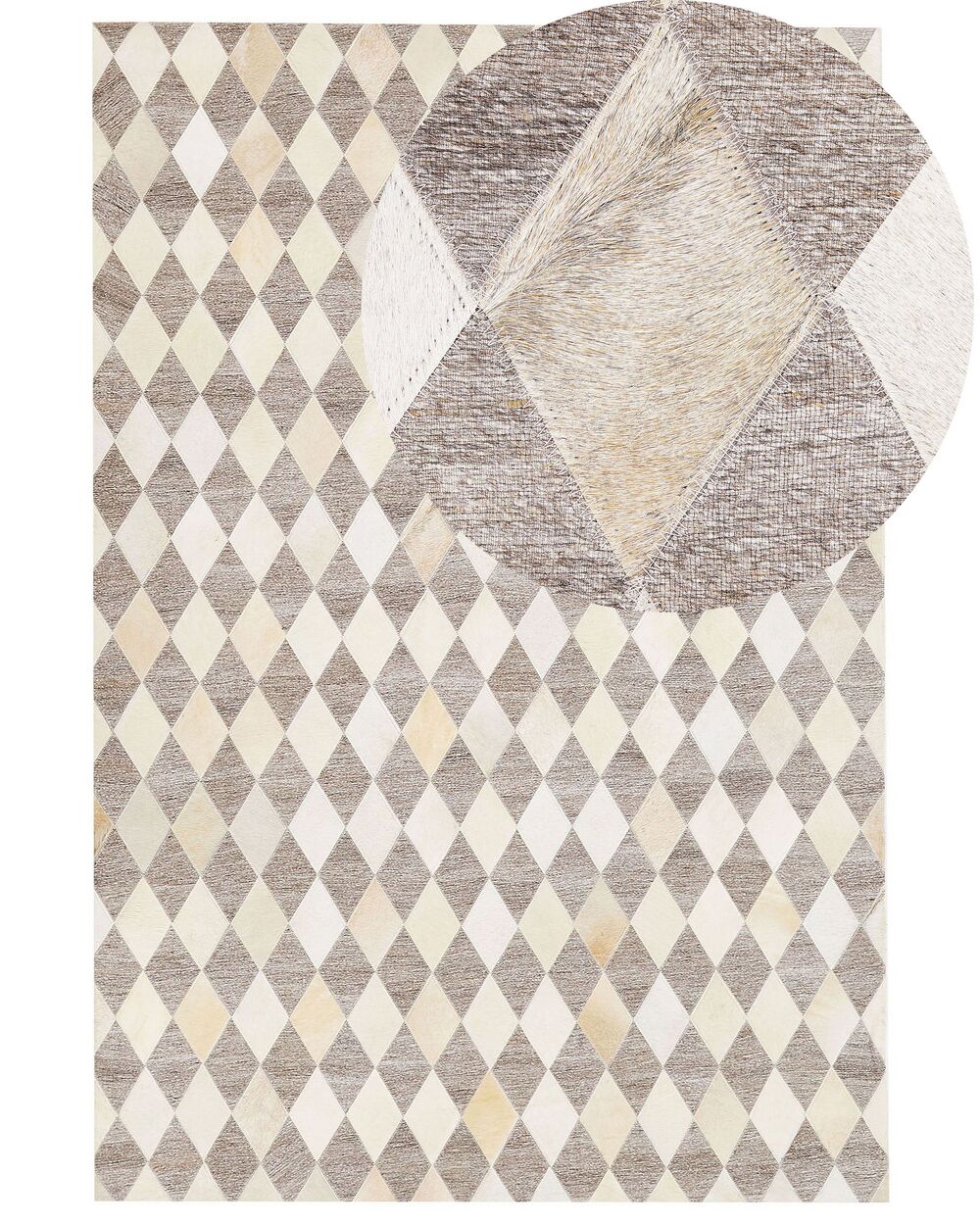 Teppich Kuhfell beige / braun 160 x 230 cm Patchwork Kurzflor SESLICE