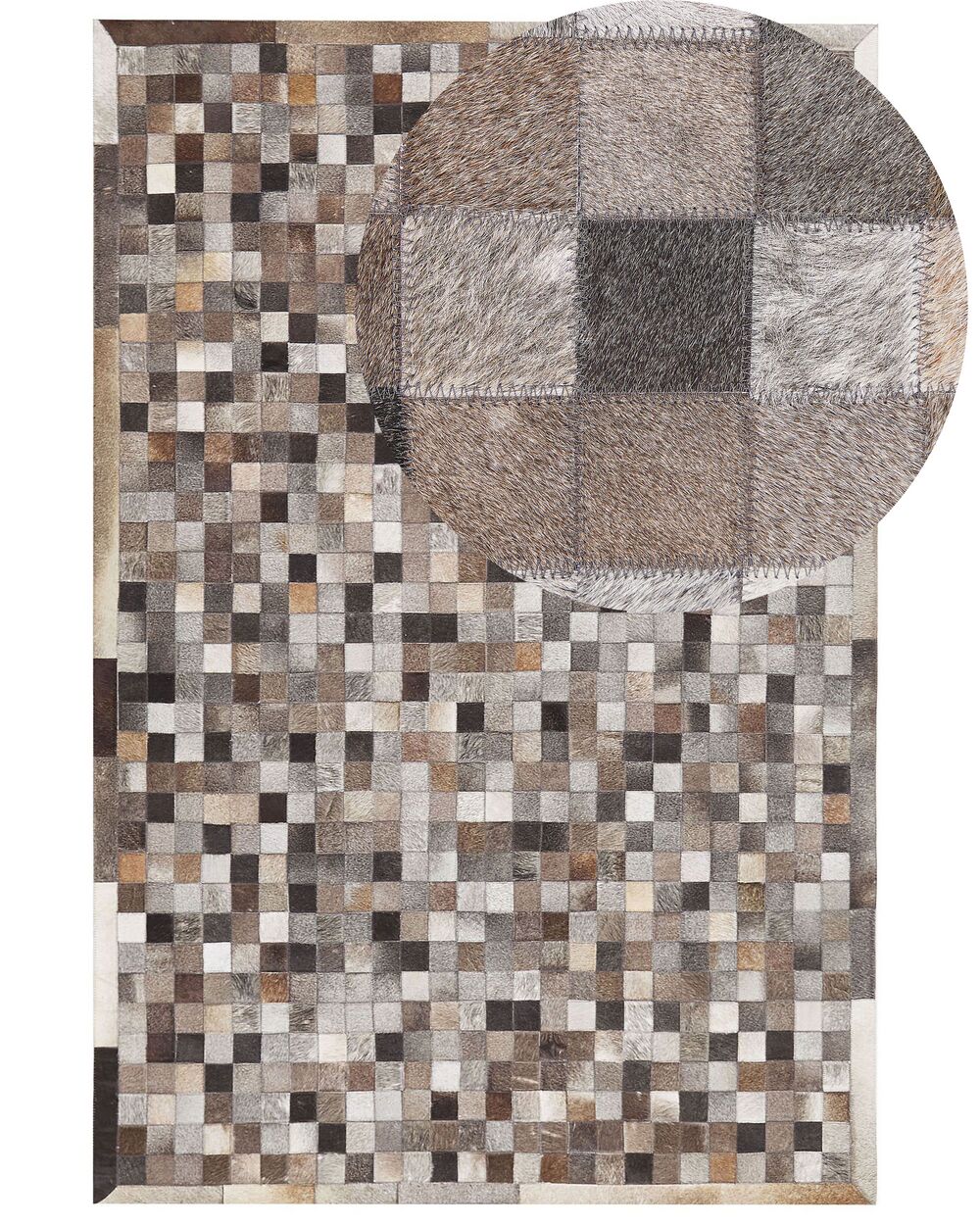 Teppich Kuhfell mehrfarbig 140 x 200 cm Patchwork Kurzflor ARMUTLU