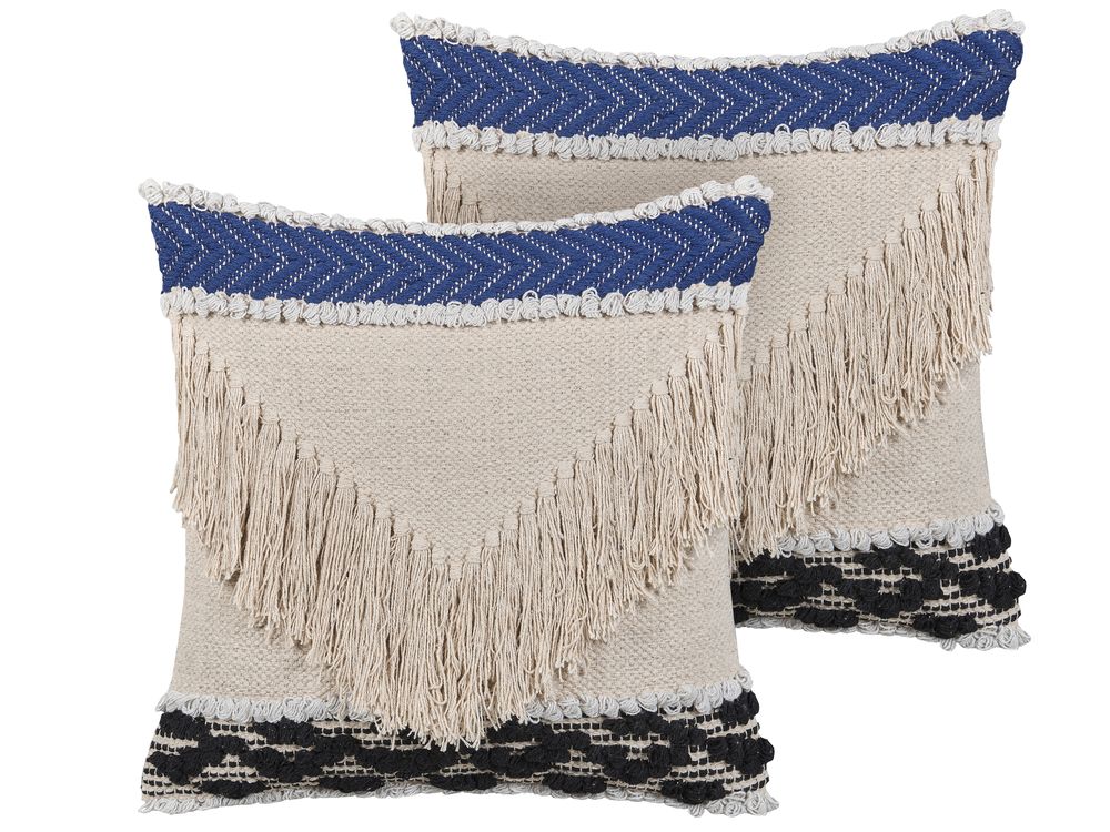 Dekokissen 2er Set SOFCA Baumwolle 45 x 45 cm Beige Geometrisches Muster