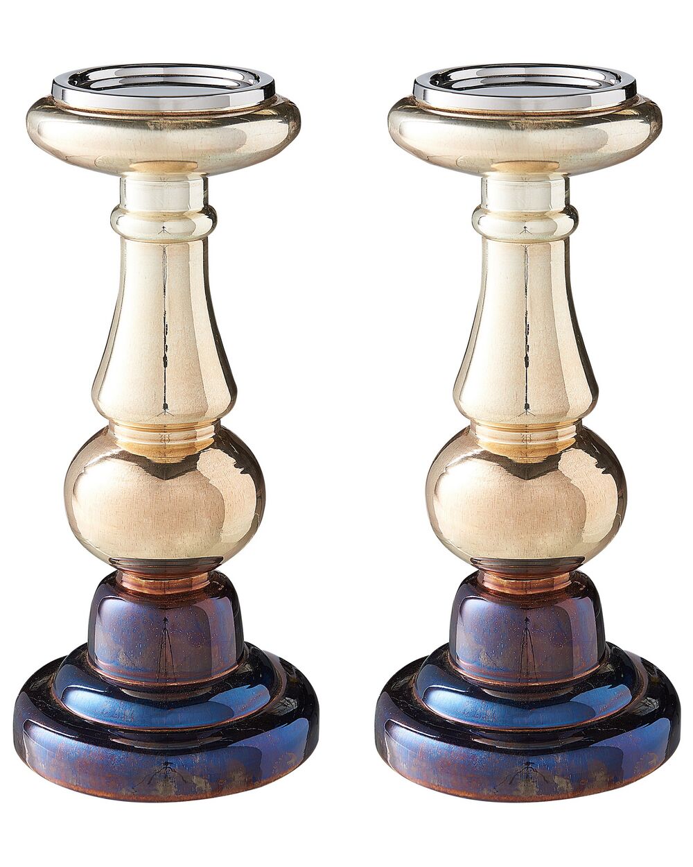Kerzenständer 2er Set IMARTI Glas 30 cm Gold