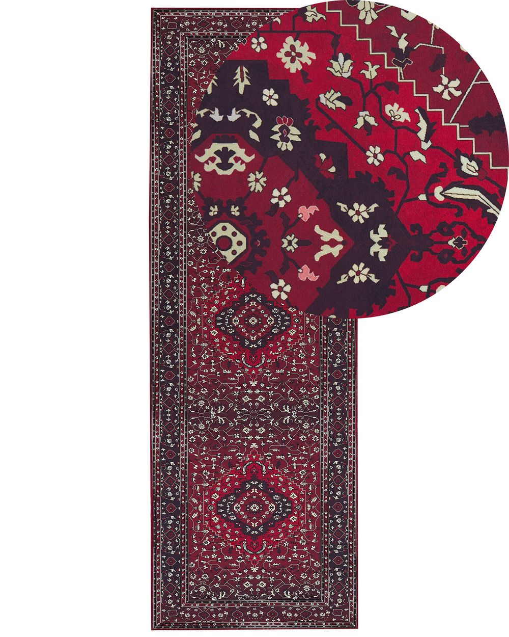 Teppich rot orientalisches Muster 80 x 240 cm Kurzflor VADKADAM