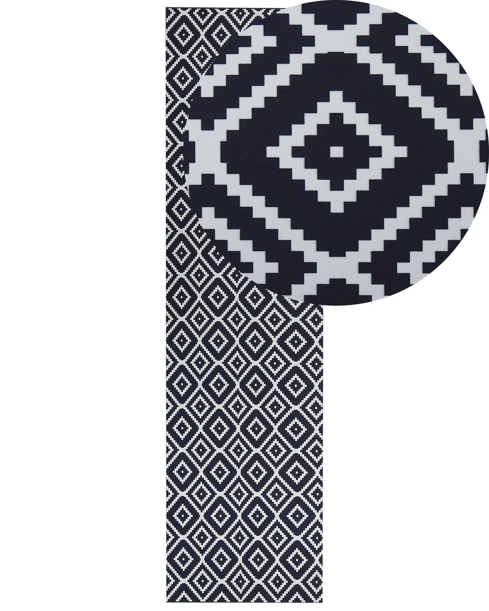 Teppich schwarz / weiß 80 x 300 cm geometrisches Muster Kurzflor KARUNGAL