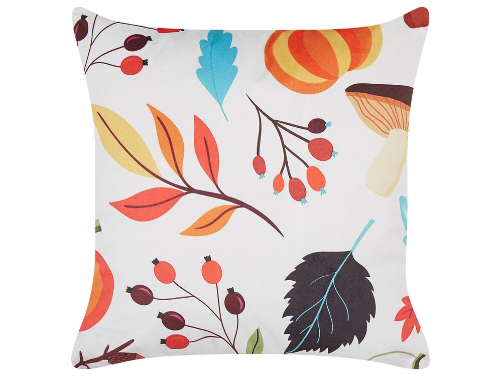 Dekokissen VISCARIA Samtstoff 45 x 45 cm Bunt Pflanzenmuster