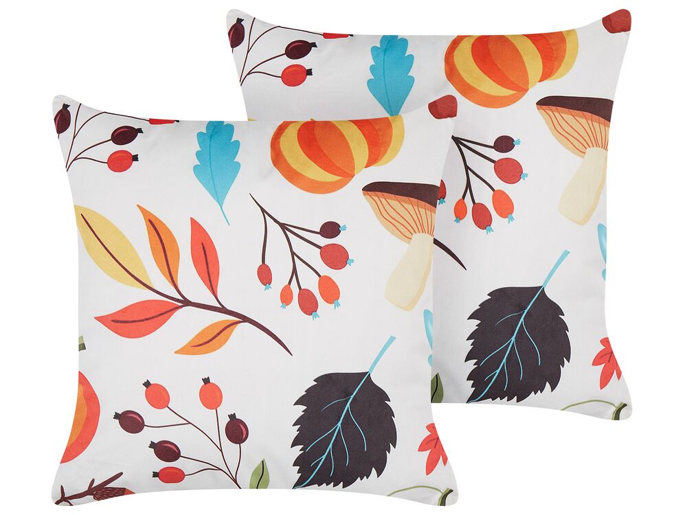 Dekokissen 2er Set VISCARIA Samtstoff 45 x 45 cm Bunt Pflanzenmuster