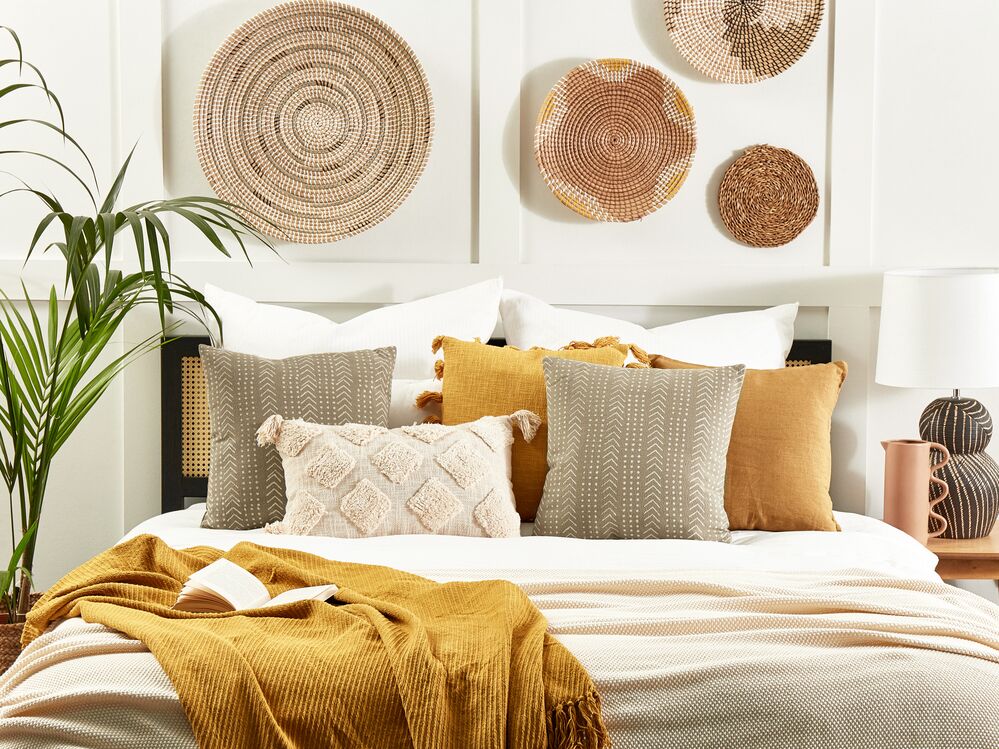 Dekokissen 2er Set SENECIO Baumwolle 45 x 45 cm Beige Geometrisches Muster – Bild 2
