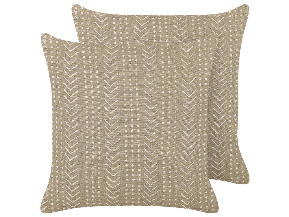 Dekokissen 2er Set SENECIO Baumwolle 45 x 45 cm Beige Geometrisches Muster