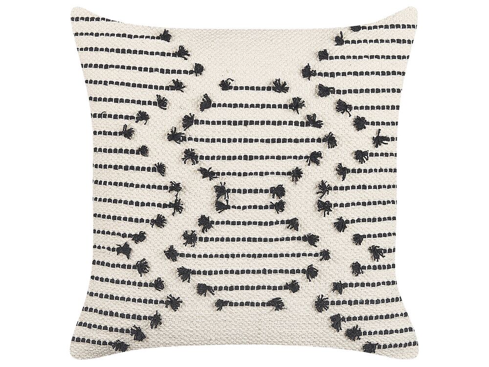 Dekokissen MYRTUS Baumwolle 45 x 45 cm Beige Geometrisches Muster