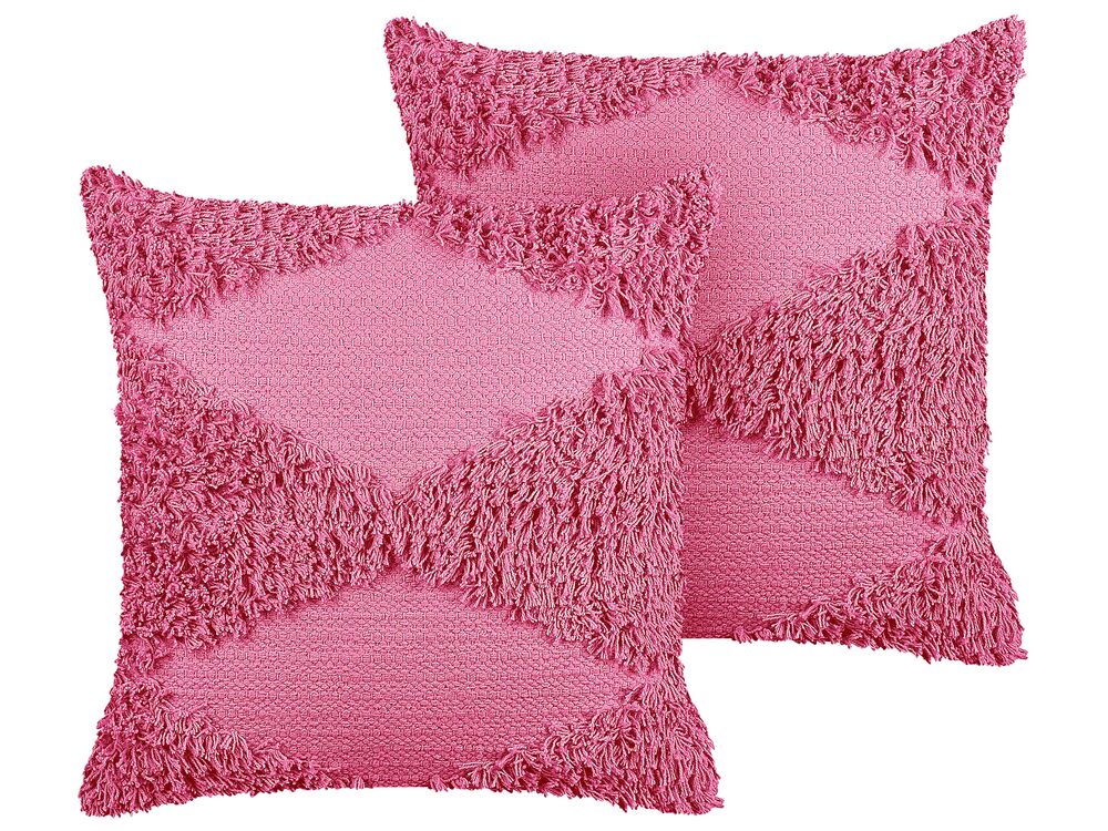 Dekokissen 2er Set RHOEO Baumwolle 45 x 45 cm Rosa Geometrisches Muster