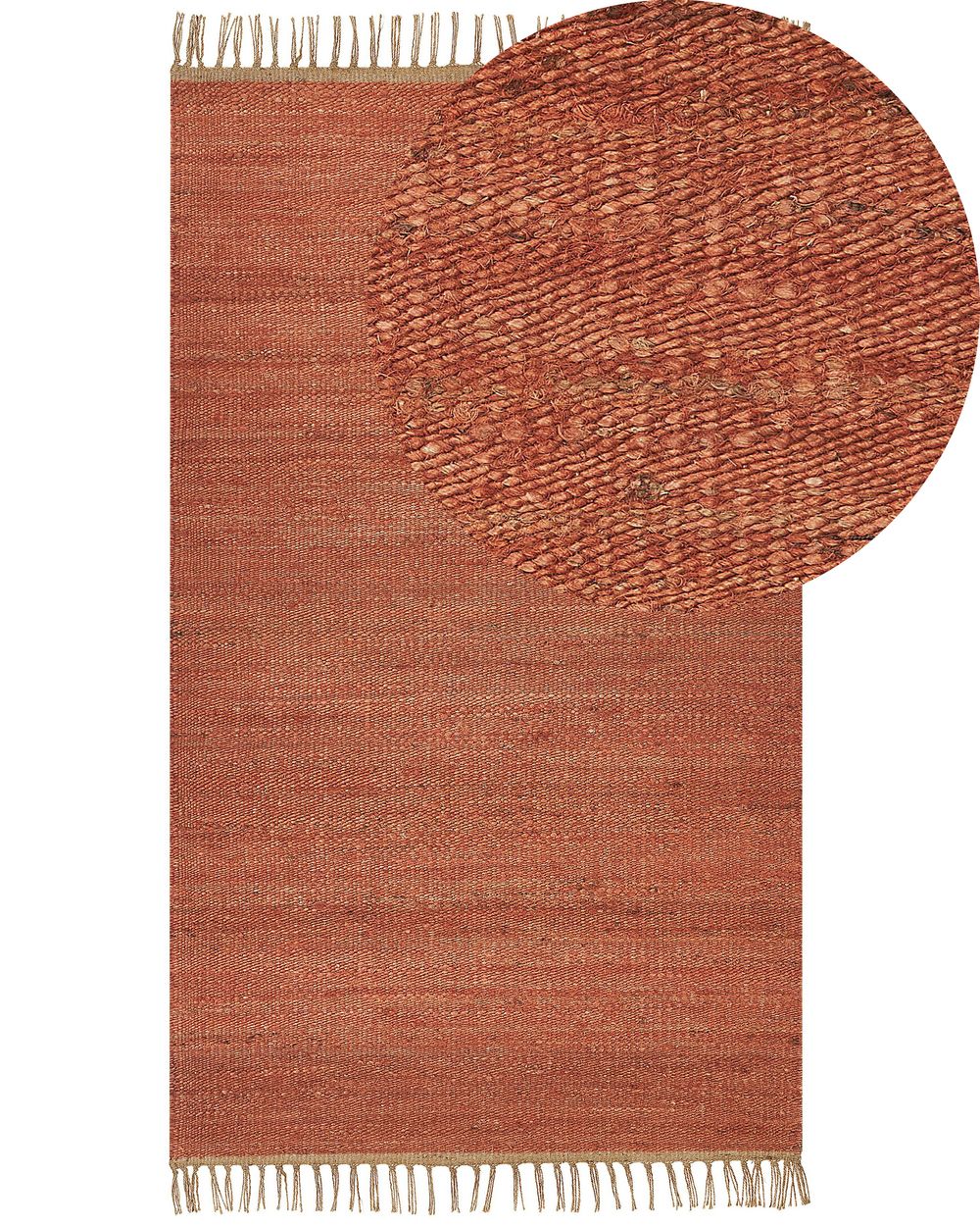 Teppich Jute rot 80 x 150 cm Kurzflor zweiseitig LUNIA