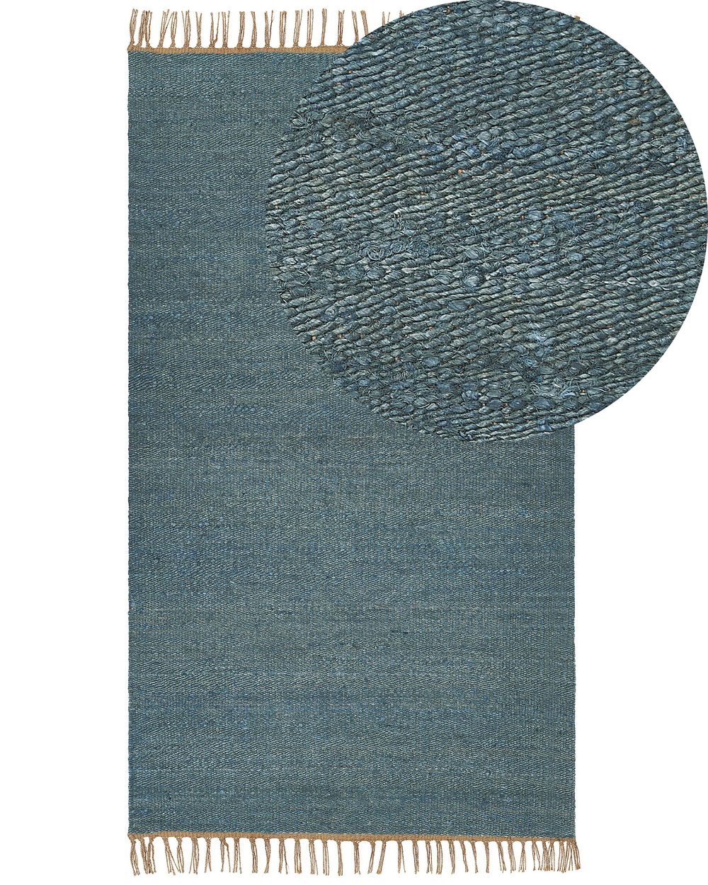 Teppich Jute blau 80 x 150 cm Kurzflor zweiseitig LUNIA
