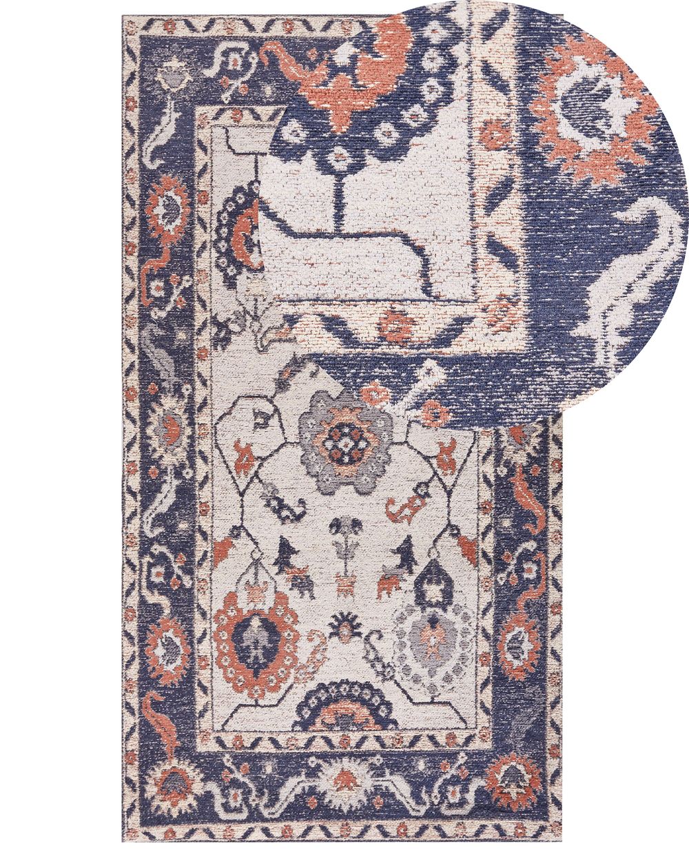 Teppich Baumwolle mehrfarbig 80 x 150 cm orientalisches Muster Kurzflor KABTA
