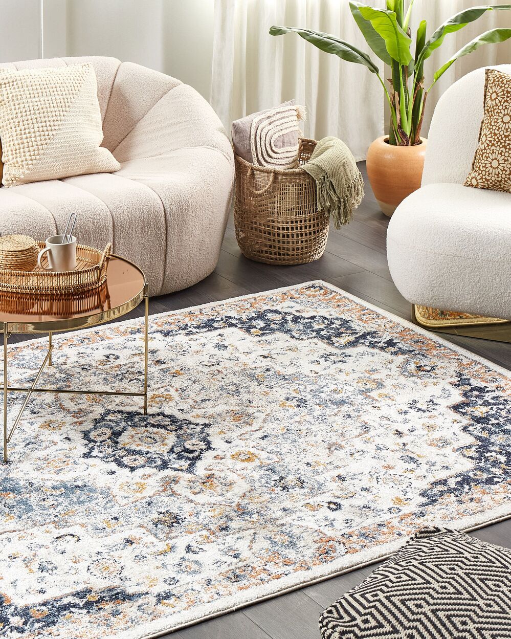 Teppich mehrfarbig 200 x 300 cm orientalisches Muster Kurzflor HERMON – Bild 2