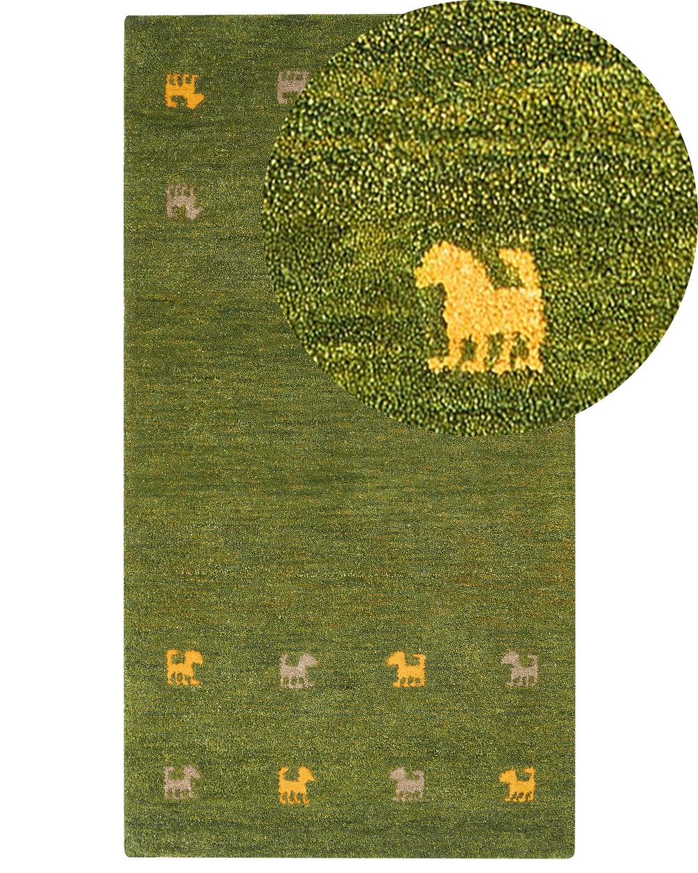 Wool Gabbeh Area Rug 80 x 150 cm Green YULAFI