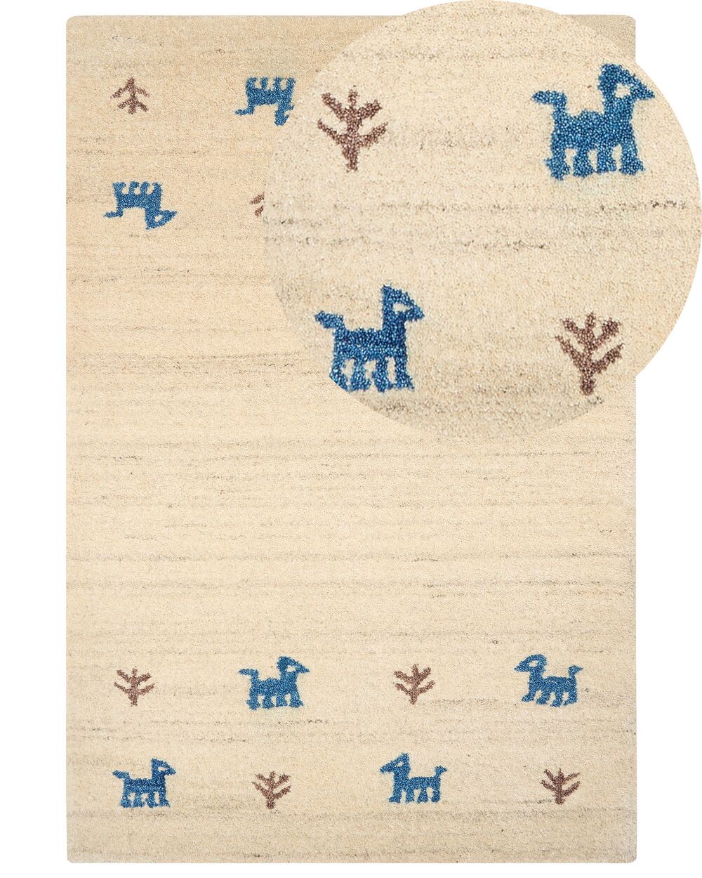 Gabbeh Teppich Wolle helles Beige 200 x 300 cm Hochflor YALI