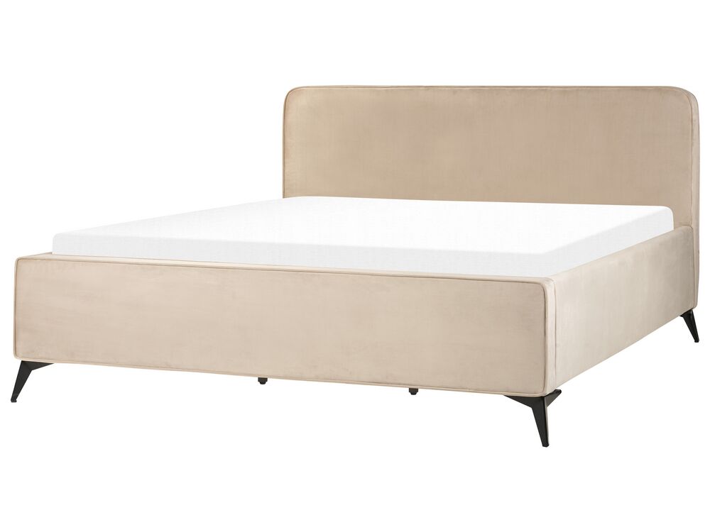 Bett mit Lattenrost Samtstoff VALOGNES 180 x 200 cm Taupe